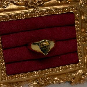 18k Gold P Genuine Tiger’s Eye Ring